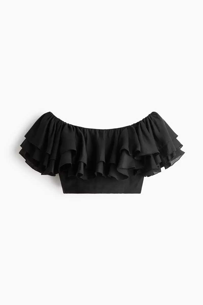 Flounced off-the-shoulder top