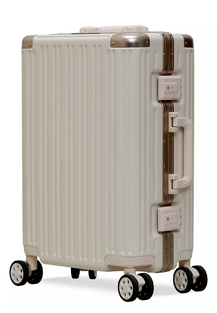 Carlton Koper Frame Aluminium Unisex Size 20 Inch Travel Bag Large Compartment TSA Lock Material Polycarbonate ORIGINAL - White