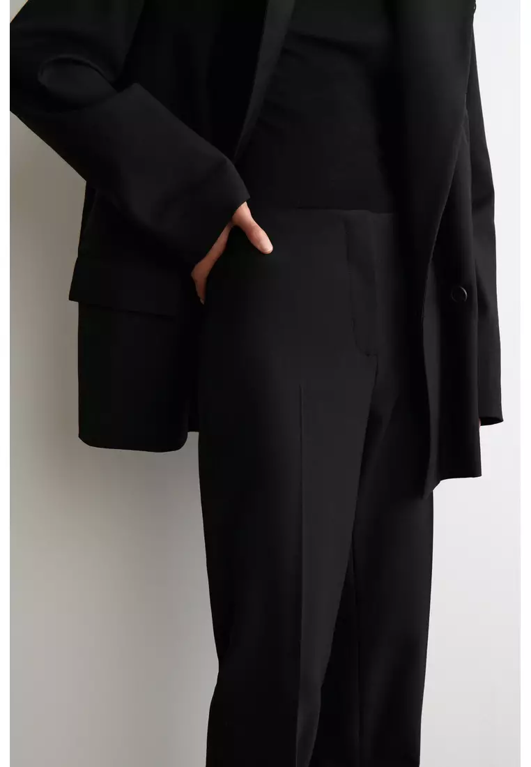 SLIM WOOL-BLEND TROUSERS
