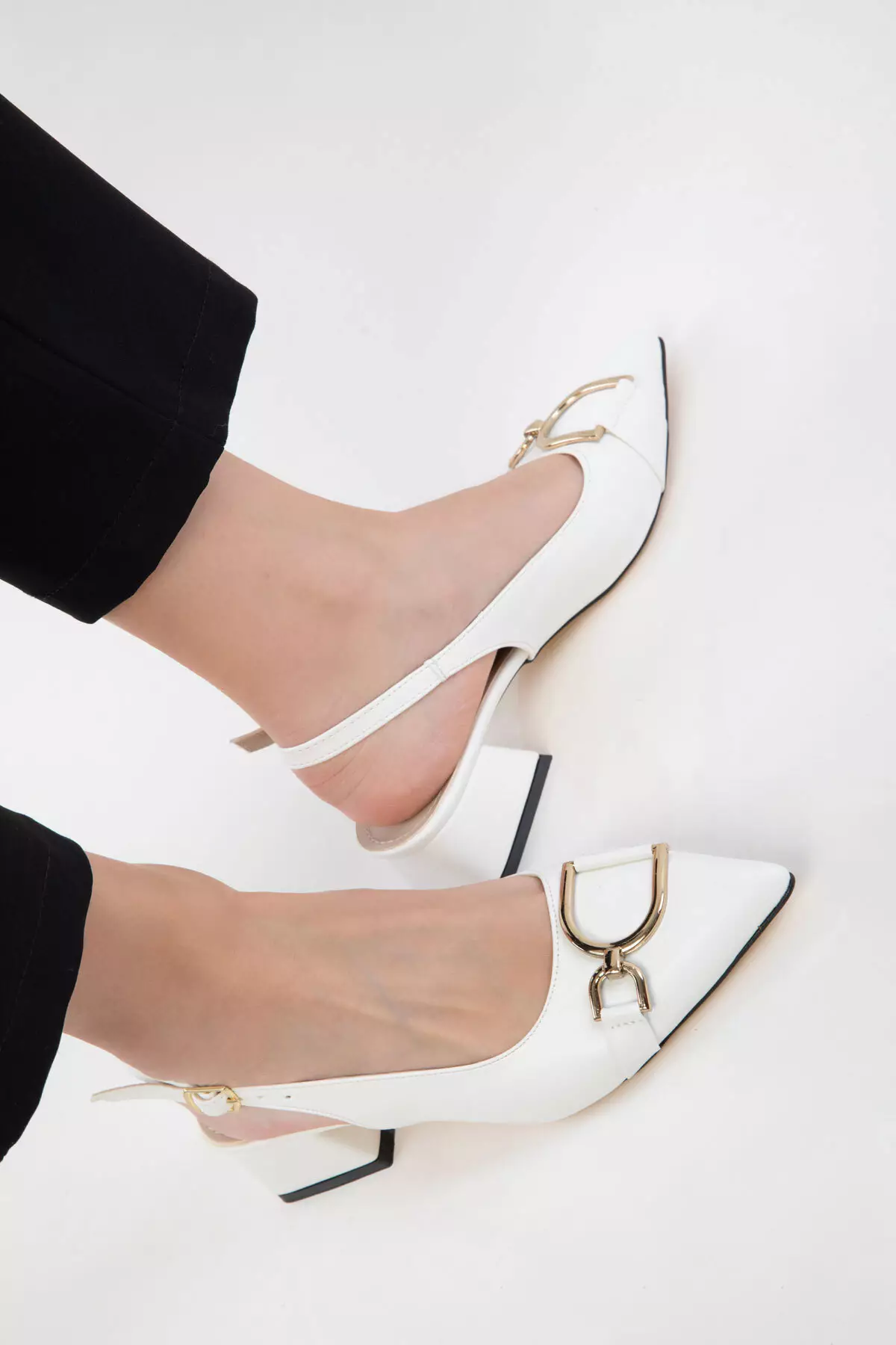 White Women's Classic Heeled Shoes 20643