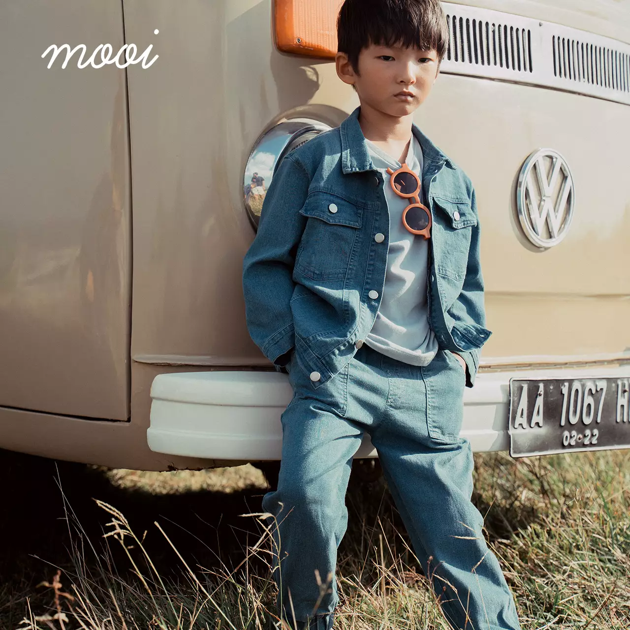 Mooi Celana Jeans Anak Kids Denim Jogger Pants - Medium Blue