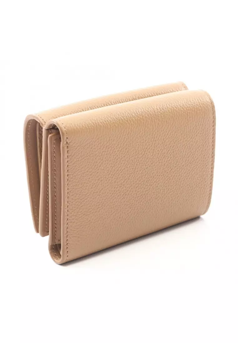 Pre-Loved LOEWE Pebble Trifold wallet trifold wallet leather light brown
