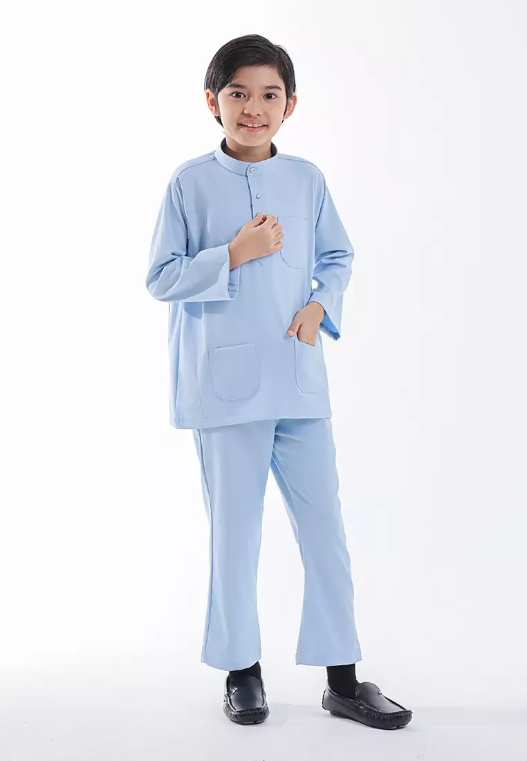 Alain Delon Baju Melayu Cekak Musang Budak - 19026504-35LightBlue