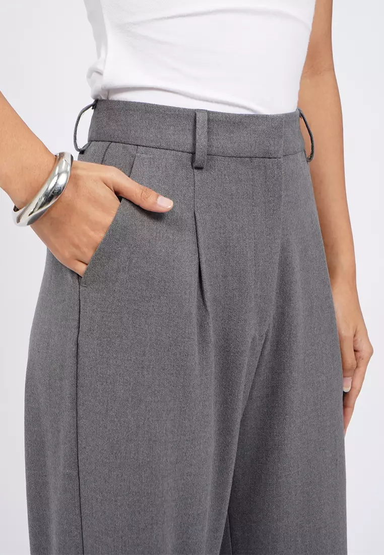 Loose Straight Pants with Front Pleats