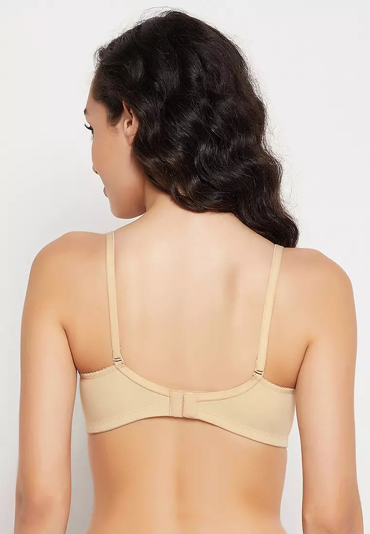 Clovia Padded Non-Wired Full Coverage Multiway T-shirt Bra in Beige