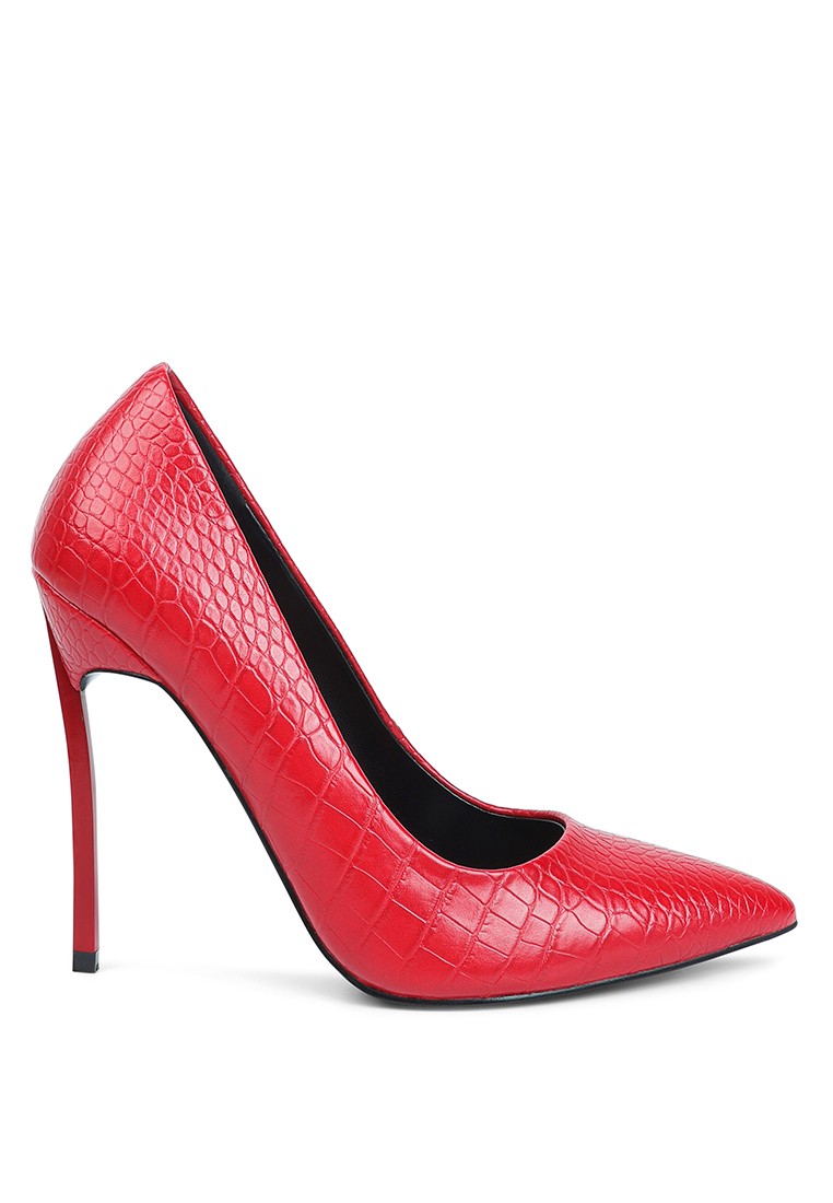 Red Croc Patterened High Heeled Dress Shoe