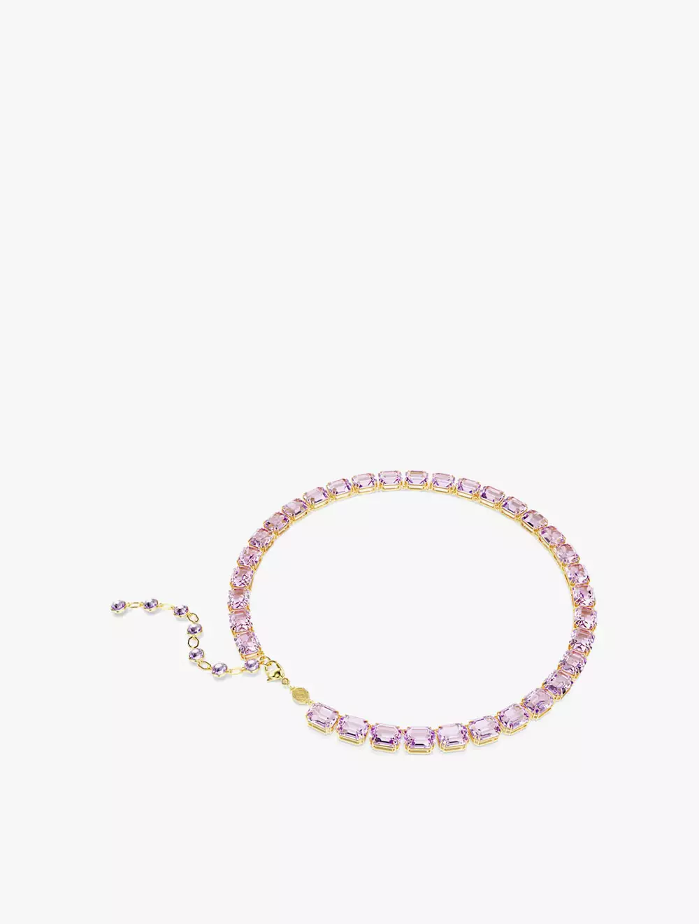 Millenia Tennis Necklace, Octagon Cut, Purple, Gold-Tone Plated - Purple