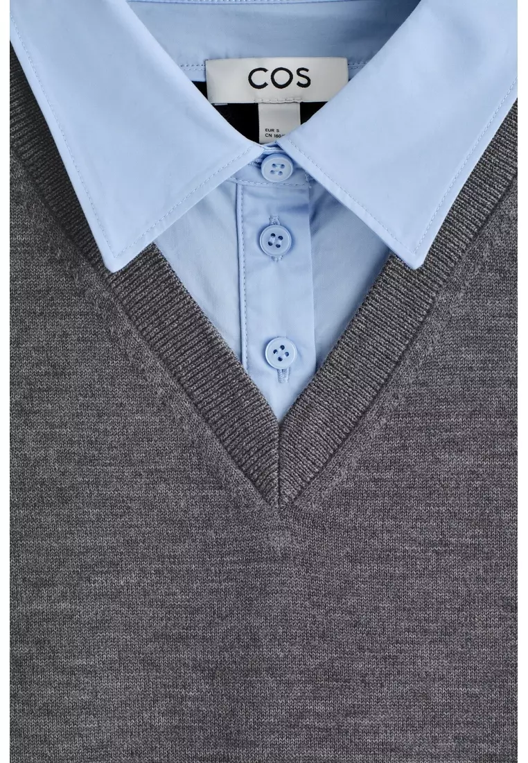 LAYERED MERINO WOOL SHIRT VEST