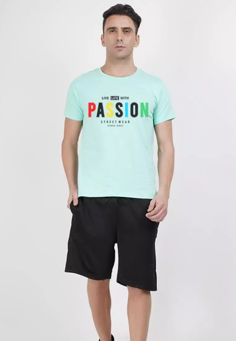 Passion Print Graphic Mint  Cotton Short Sleeve Essential T-Shirt