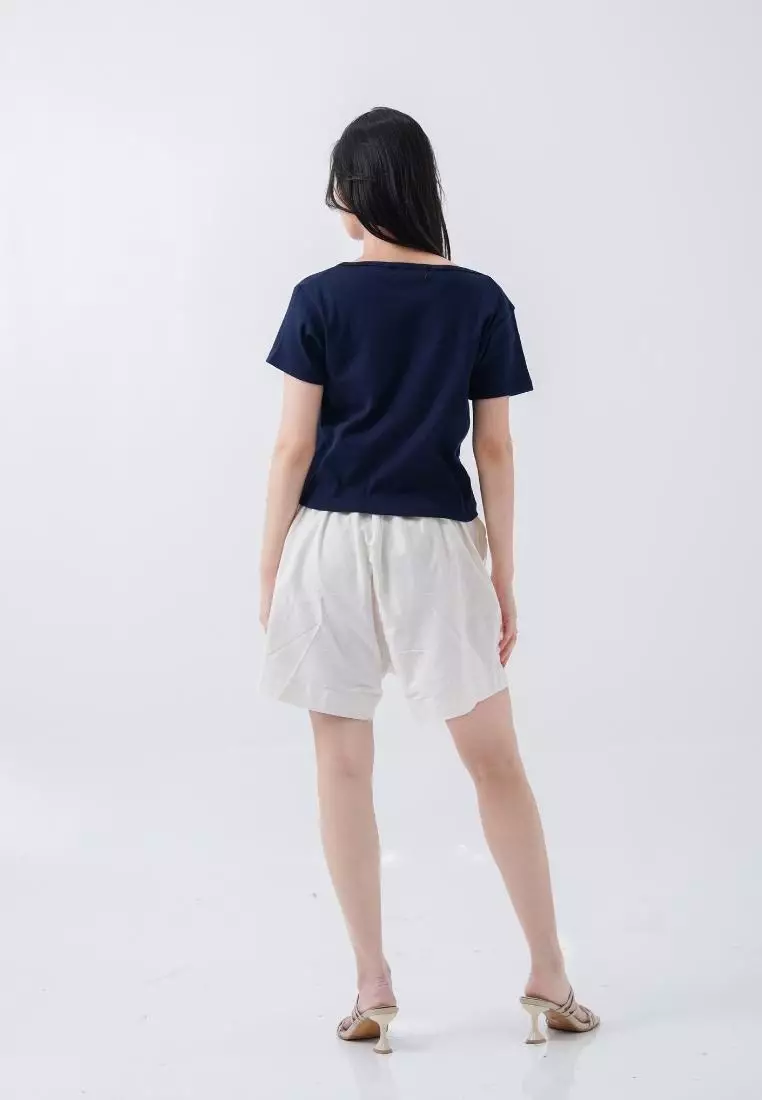 Mille fleur marcia crop top navy