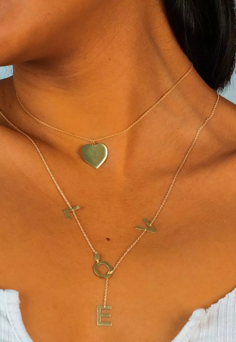 Engravable Heart Necklace 18k Gold