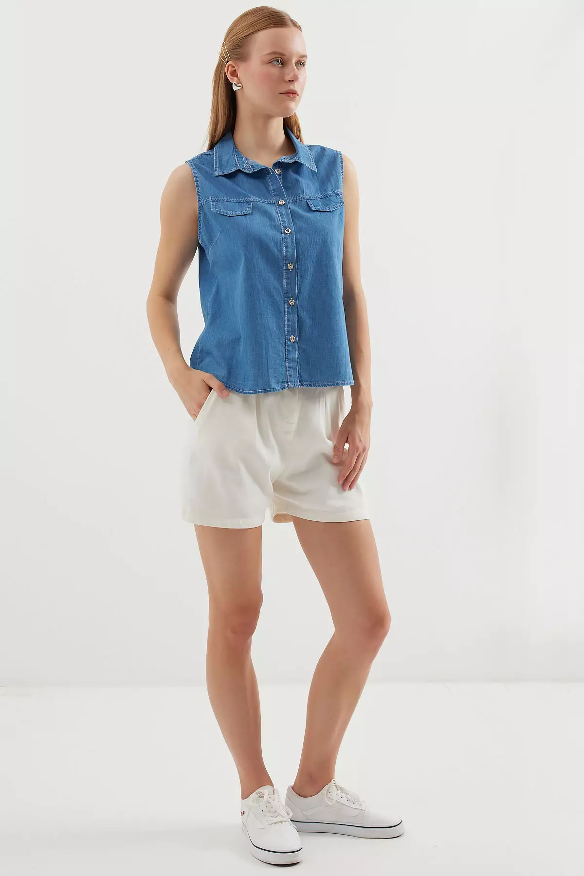 Sleeveless Denim Shirt