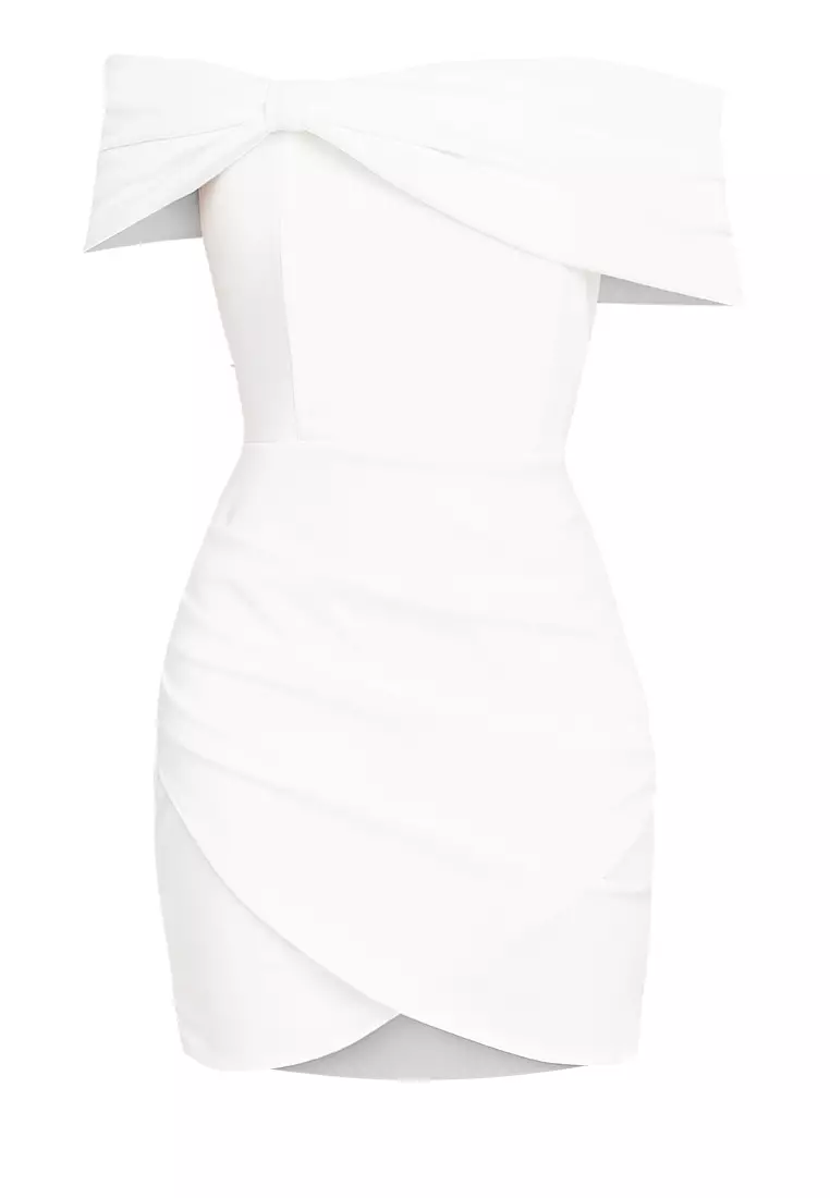 Raina Off-the-Shoulder Wrap Mini Dress