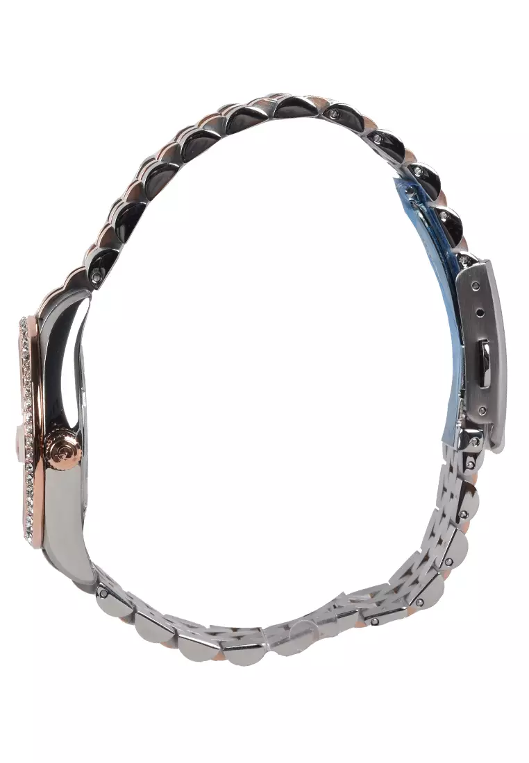 Alexandre Christie Sapphire Glass - Jam Tangan Wanita - Silver Rosegold - Stainless Steel Bracelet - 5012 LDBTRLN