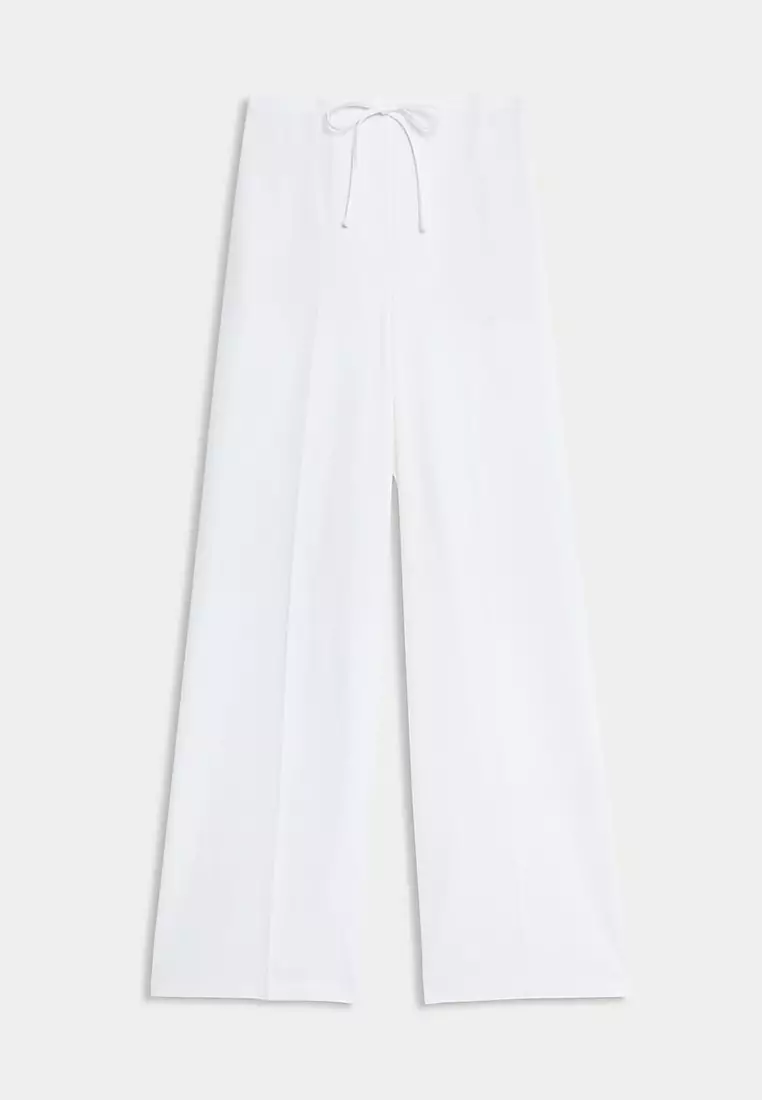 Crepe Elasticated Waist Wide Leg Trousers