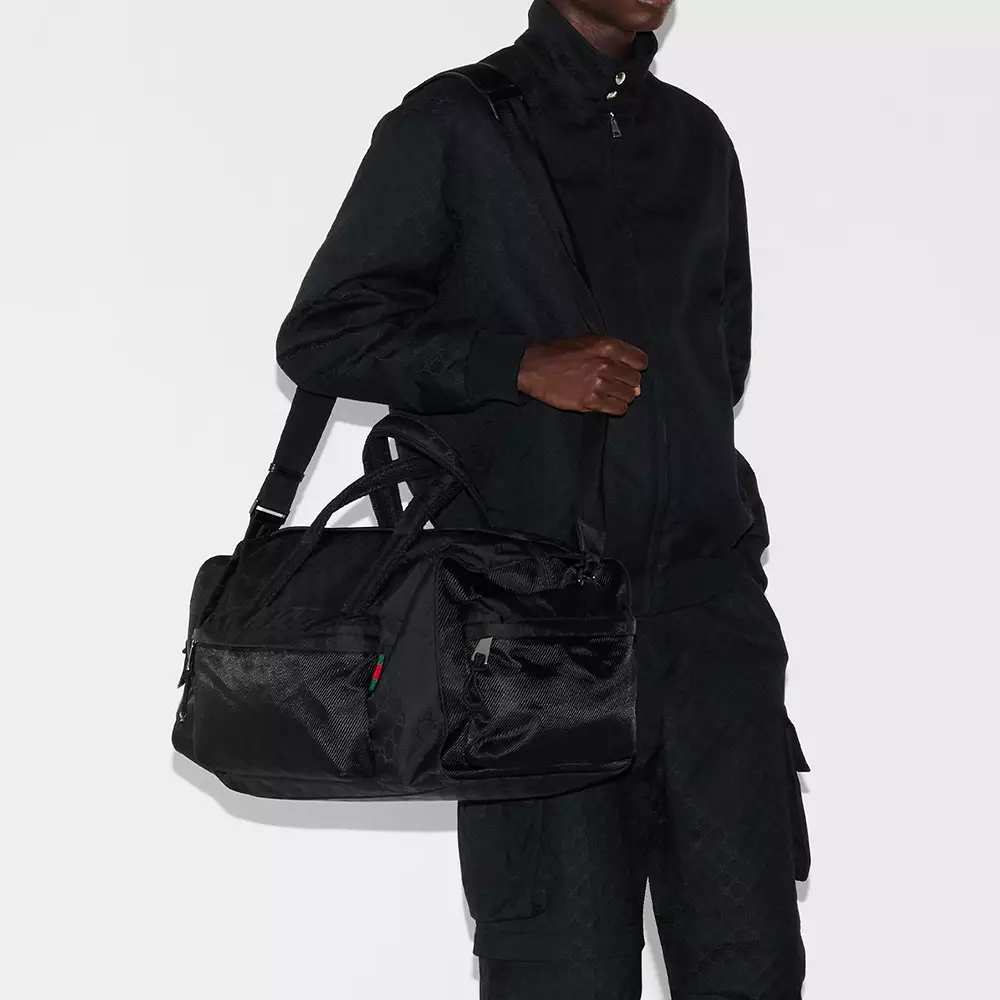 Large GG Duffle Nylon Bag Black