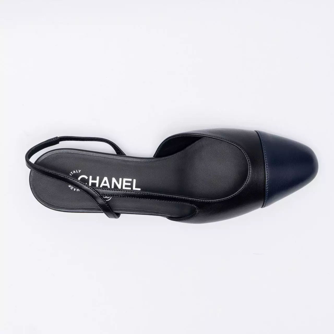 Slingback Flat Goatskin Black Navy