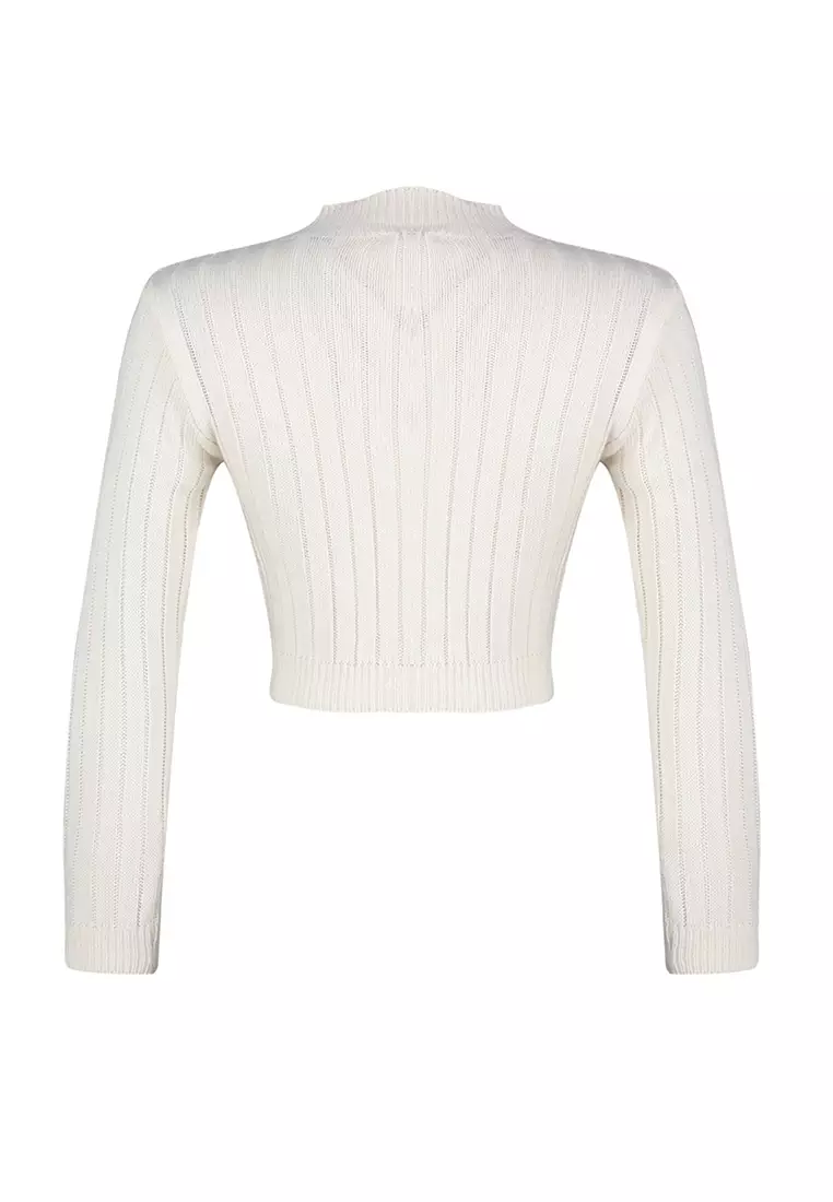 White knit cropped sweater new arrivals
