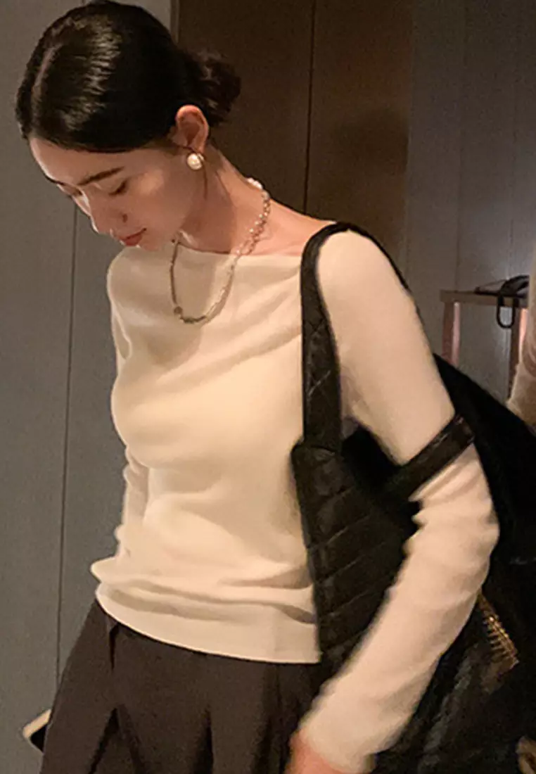 New Sheep Wool Knit Slim Fit Long Sleeve Ladies Top A22090710W