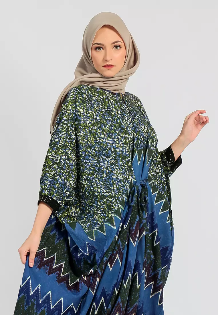 Kaftan Batik Tulis Zigzag Green