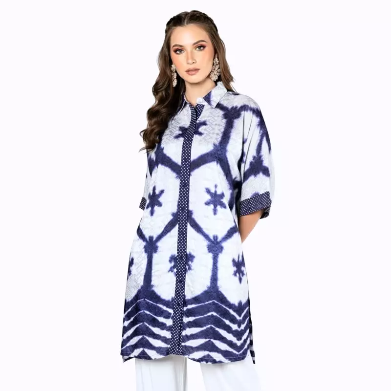 Tunik Batik Wanita - Bhatara Batik Ella - Atasan Batik Modern Lengan Pendek