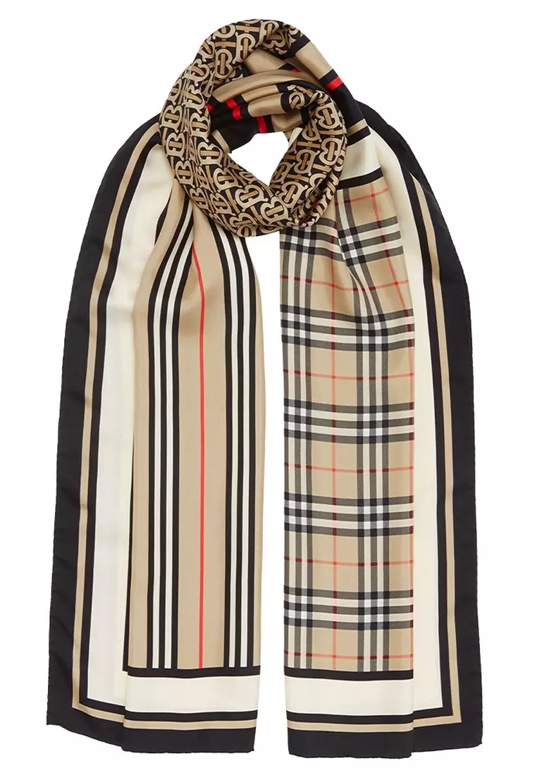 Buy Burberry Montage Print Silk Scarf in Archive Beige 2025 Online