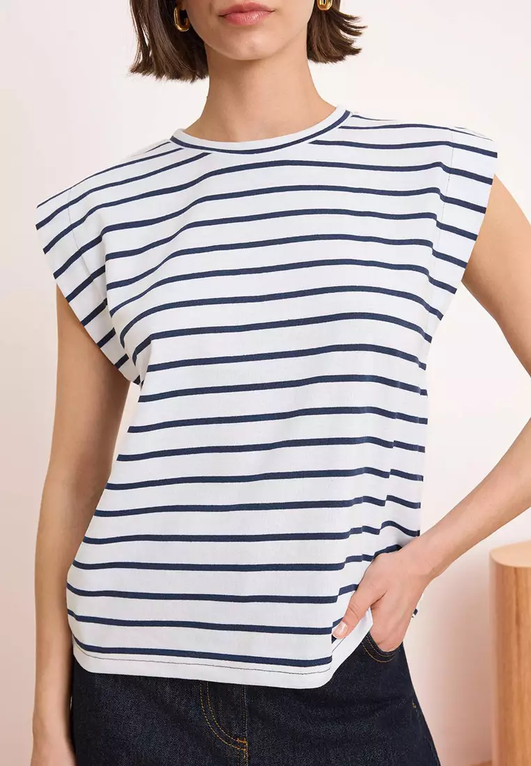 Dark Navy Blue Knitted T-Shirt Twoss2Ts21