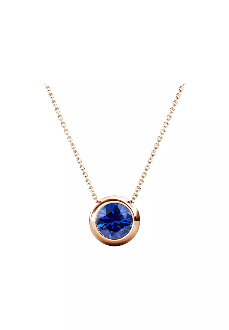 Birth Stone Moon Pendant September Sapphire RG - Kalung Crystal Swarovski by Her Jewellery