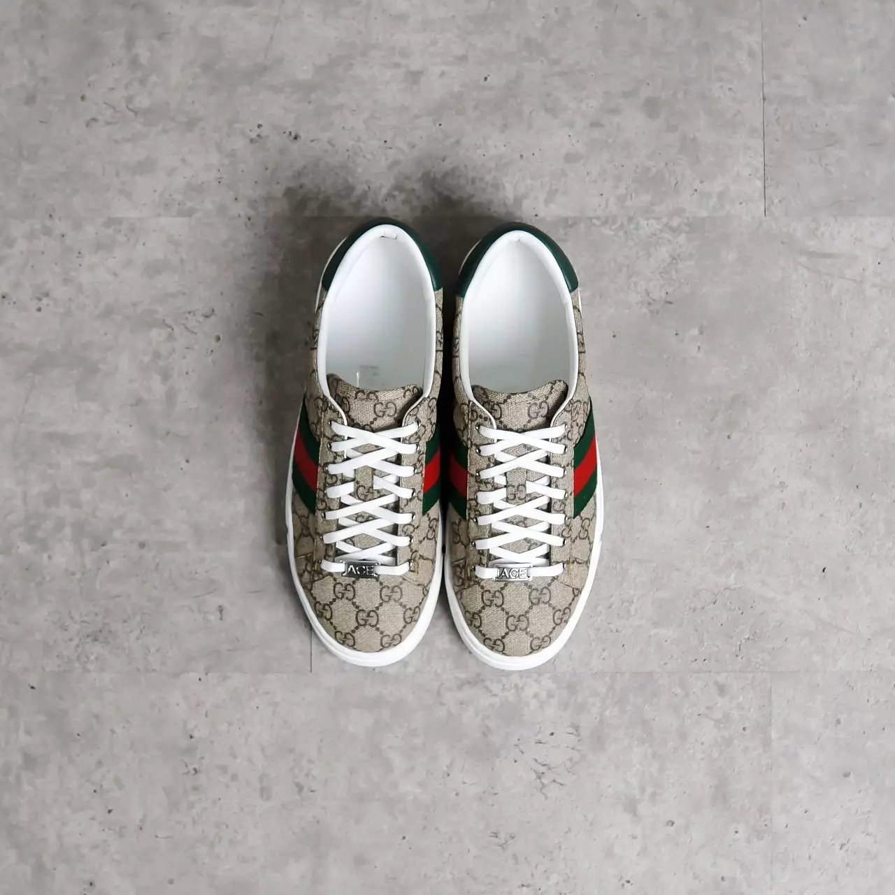 Sepatu GUCCI ACE GG MONOGRAM BEIGE SNEAKER 100% ORIGINAL