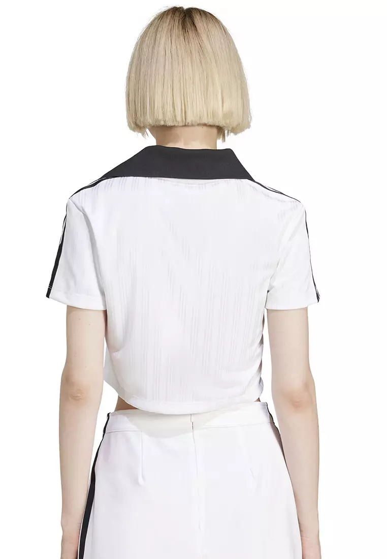 Adicolor Football Jacquard V-Neck Crop Polo Shirt