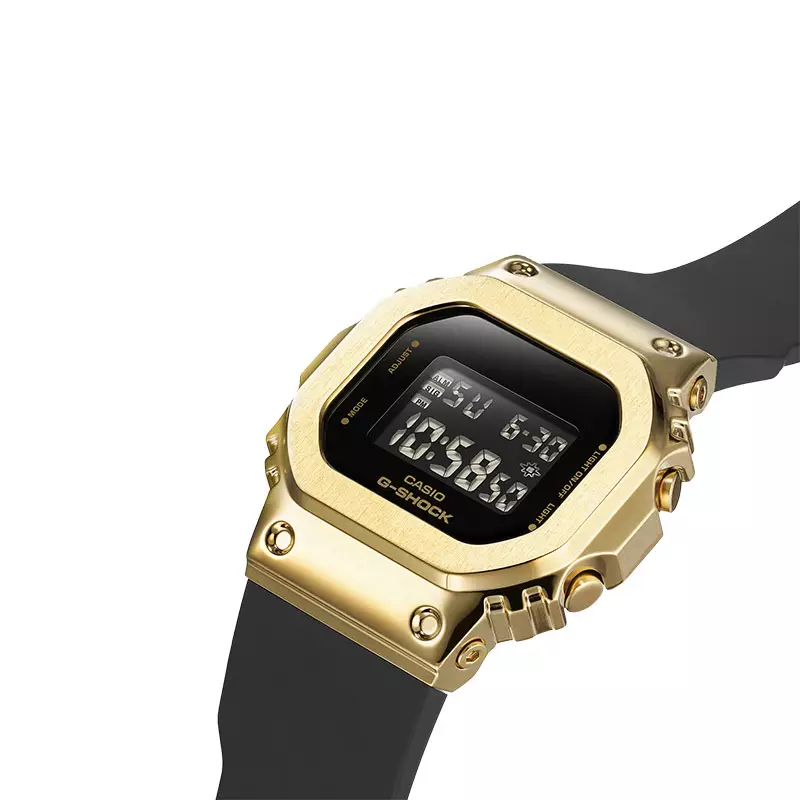 Jam Tangan Pria Casio G-Shock X ITZY Metal Covered GM-S5600GB-1DR Stay Gold Series Digital Dial Black Resin Band