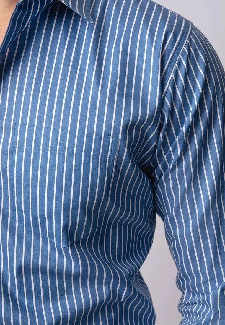 Hugo Stripe Shirt Blue Sky LS