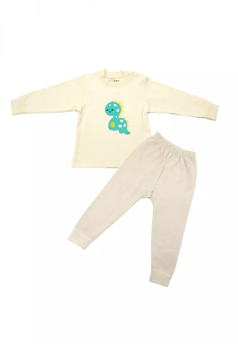 Buy TRENDYVALLEY Trendyvalley 0-10 Years Old Organic Cotton Pyjamas Long  Sleeve And Long Pants Pyjamas SleepWear Dino Ziion(Brown） Online