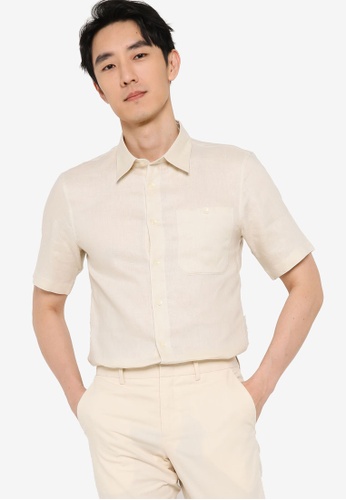 ck Calvin Klein beige Lux Linen SS Shirt 4C3F2AA4730B3CGS_1