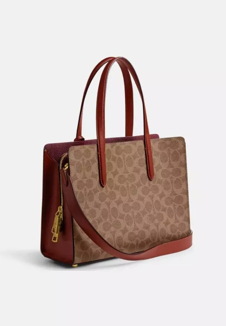 Coach Carter Carryall 28 In Signature Canvas Tan Rust