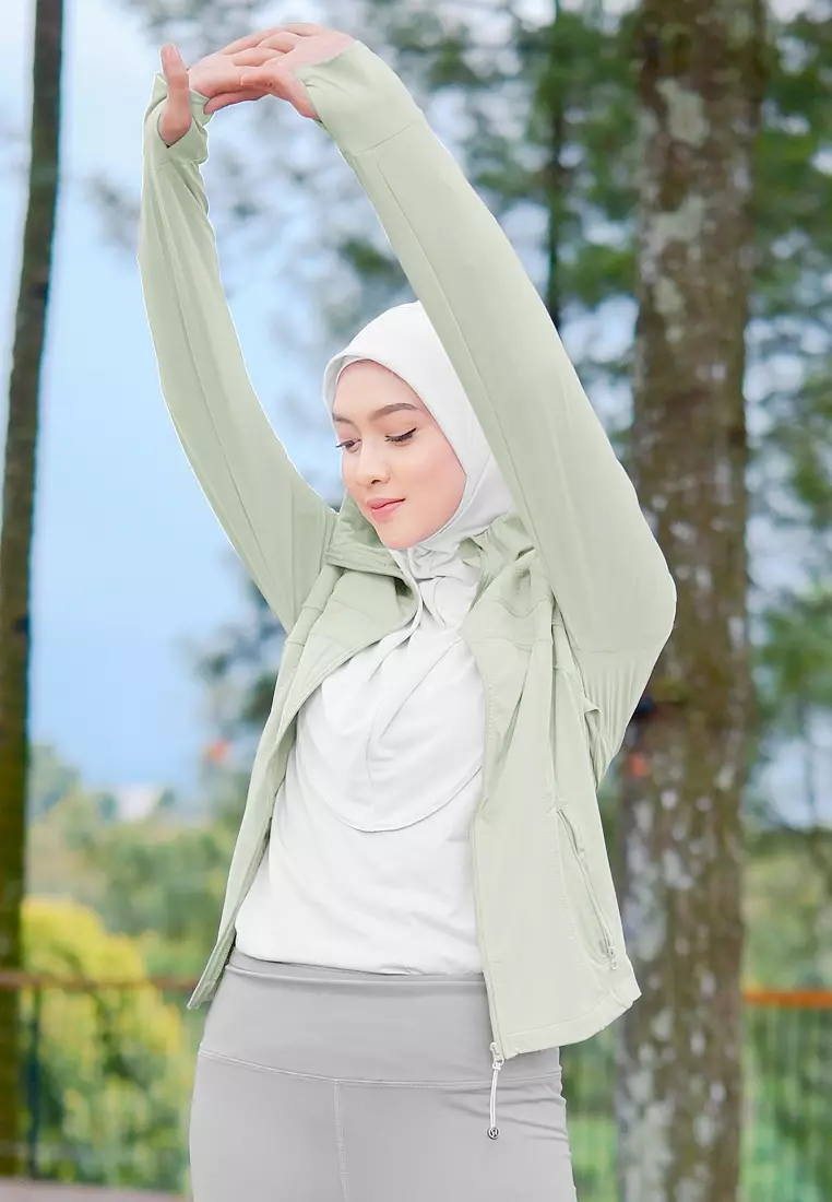 Zelena - Clemen Hoodie Fit | Jaket Olahraga Wanita Slim Fit Anti UV Gym Yoga Pilates - Mint Green