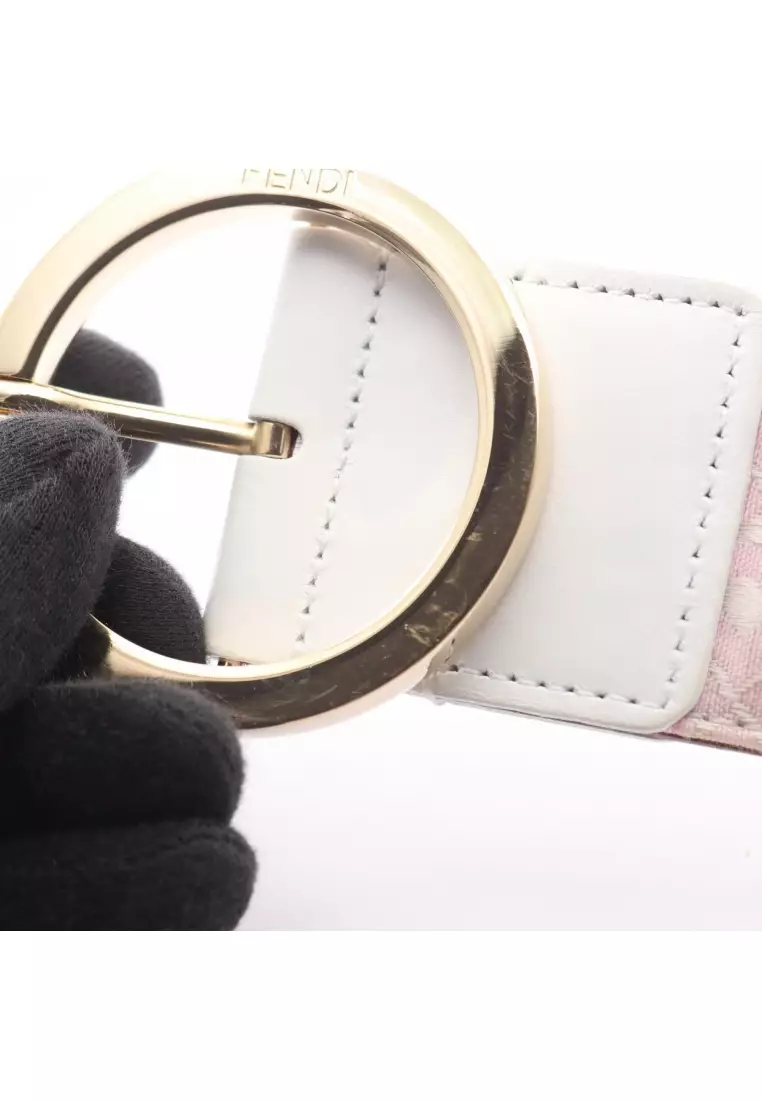 Pre-Loved Fendi belt canvas leather Red multicolor gold hardware