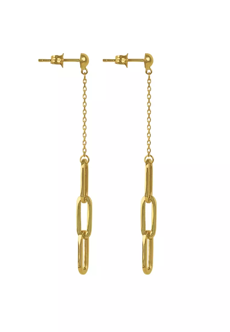 Paperclip Chain Drop Earrings 18k Gold
