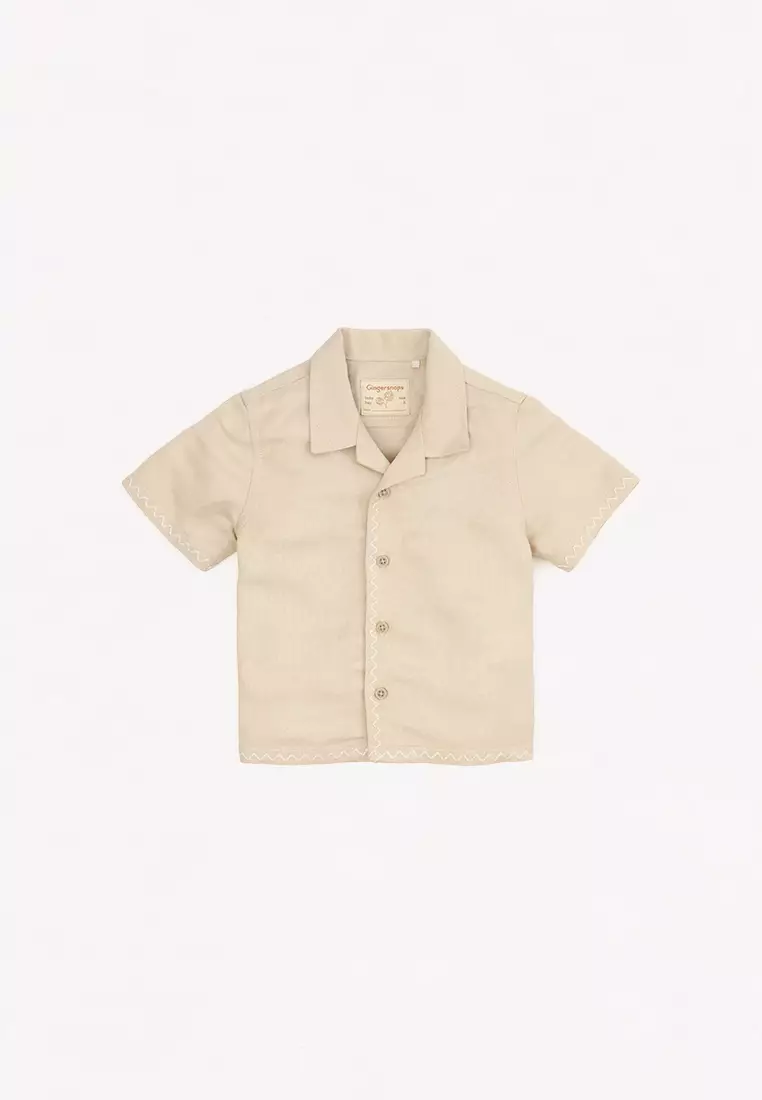 Buy Gingersnaps Baby Boys Beige Embroidered Shorts Sleeve Shirt