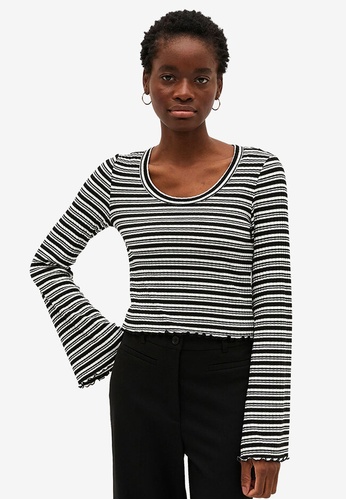 Monki Black and White Flared Sleeve Ribbed Top 2023 | Buy Monki Online |  ZALORA Hong Kong