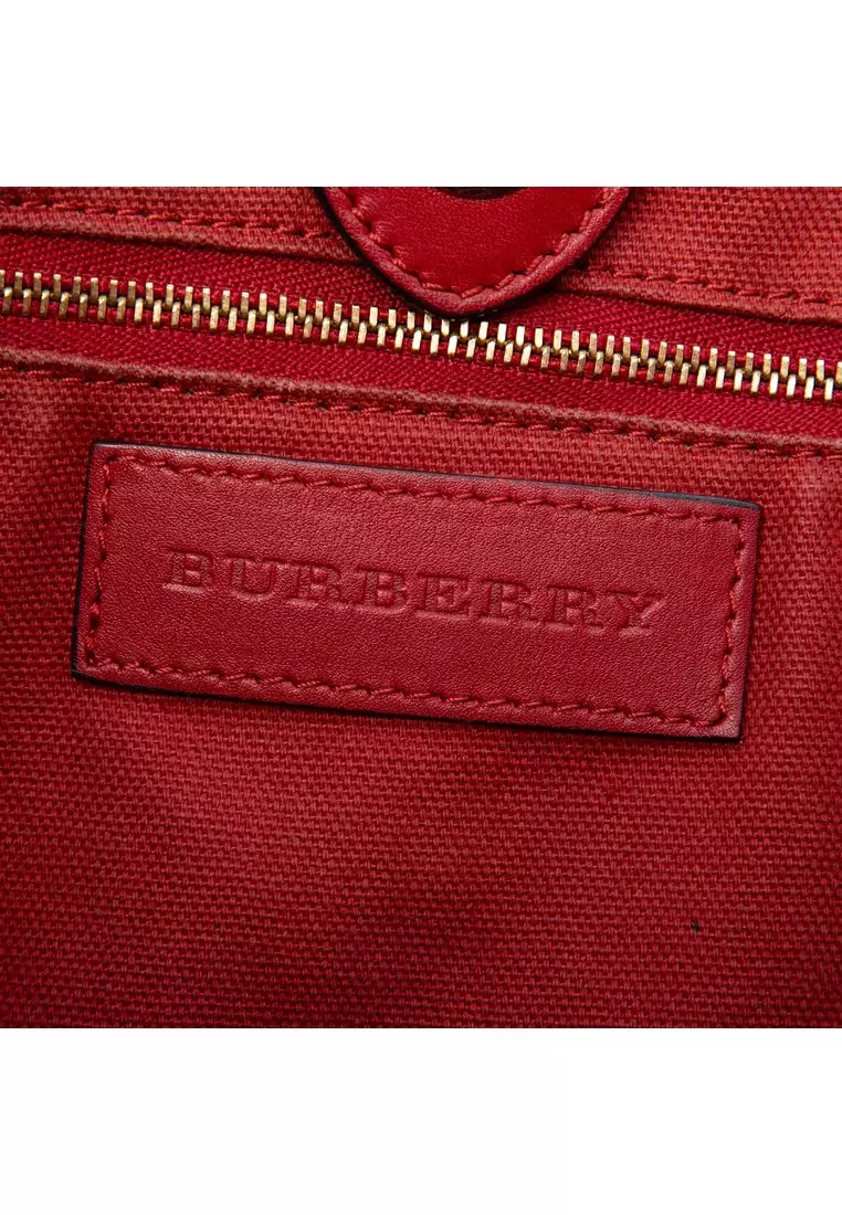 Pre-Loved Burberry Small Leather Trimmed Haymarket Check Coated Canvas Canterbury Tote