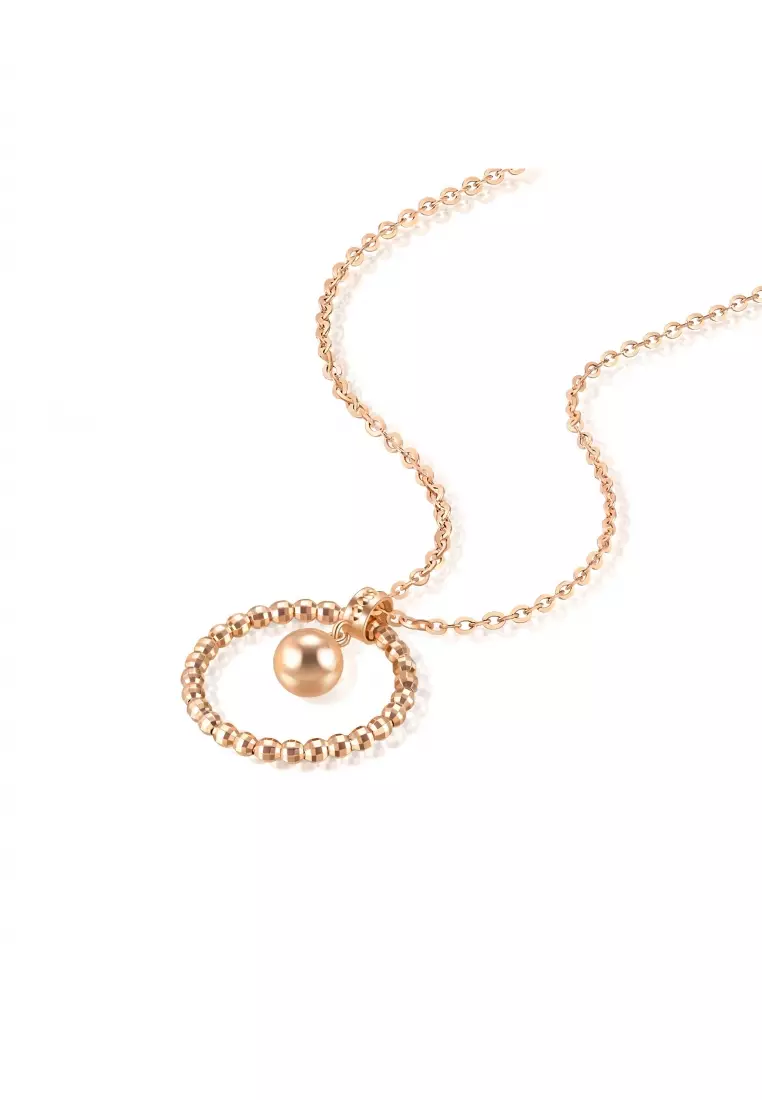Delicate Gold 18K Rose Gold Bead in Hoop Necklace for Women 92689N