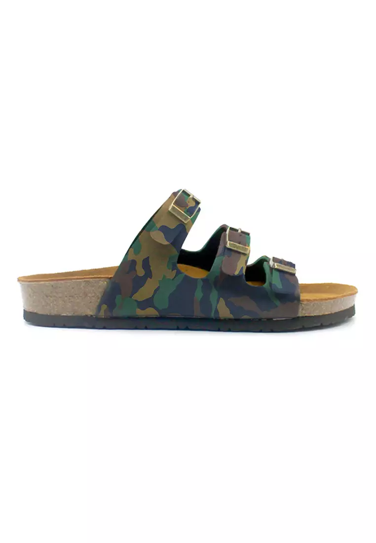 Ely - Camouflage Leather Sandals & Flip Flops