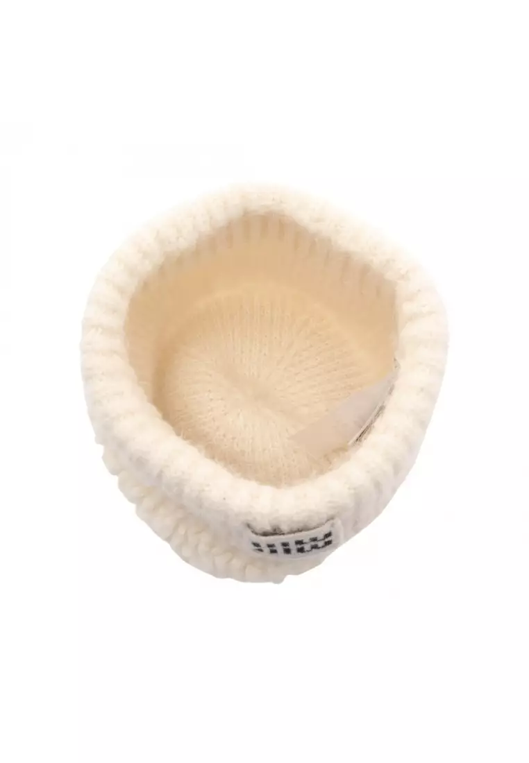 Pre-Loved MIU MIU logo knit hat beanie wool off white