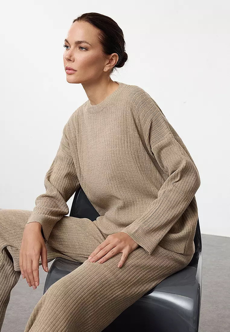 Ribbed Sweater and Pants Set