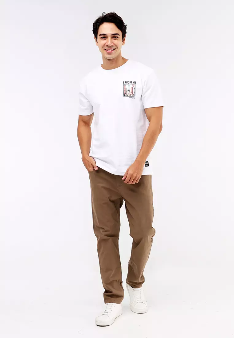 Round Neck Streaky Short Sleeves