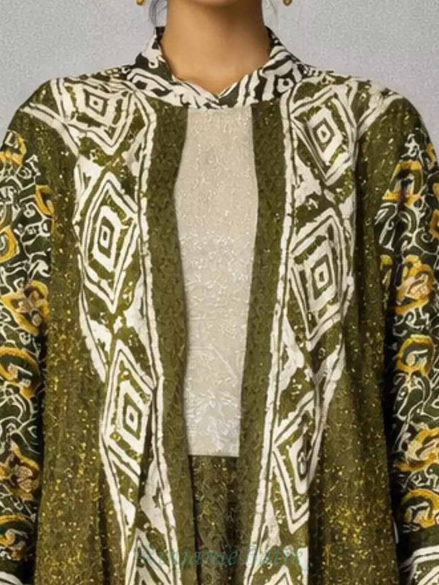 Rinjanie Batik - GSHI - HO - Gamis Shanghai Green Olive