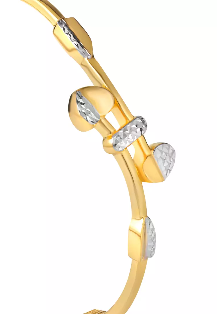 TOMEI Dual-Tone Love Arrow Bangle, Yellow Gold 916