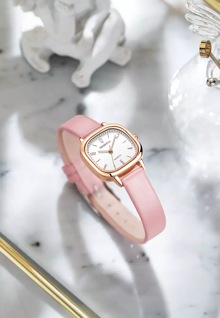 Jam Tangan Wanita Gaya Retro Korea untuk Bisnis Anti Air Jam Tangan Cewek Merah Jambu