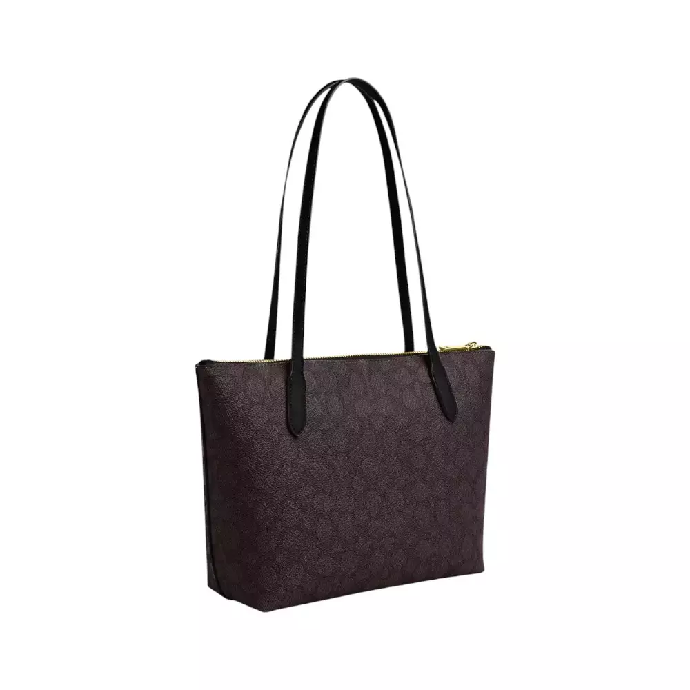 Fiona Zip Tote Bag In Signature Walnut Black